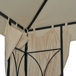 Tonnelle barnum style colonial double toit toiles latérales amovibles 2 95L x 2 95l x 2 65H m beige noir