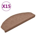 vidaXL Tapis de marches d'escalier 15 Pièces Marron 65x24x4 cm