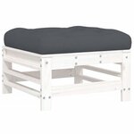 vidaXL Salon de jardin 6 Pièces avec coussins blanc bois massif