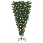 vidaXL Arbre de Noël artificiel renversé pré-éclairé et boules 150 cm