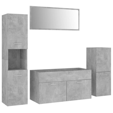 vidaXL Ensemble de meubles de salle de bain Gris béton Aggloméré