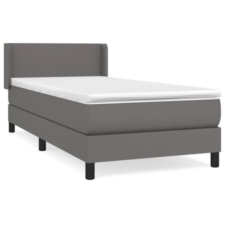vidaXL Lit à sommier tapissier avec matelas Gris 90x200 cm Similicuir