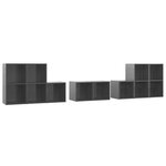 vidaXL Ensemble de meubles TV 8 Pièces Gris brillant Aggloméré