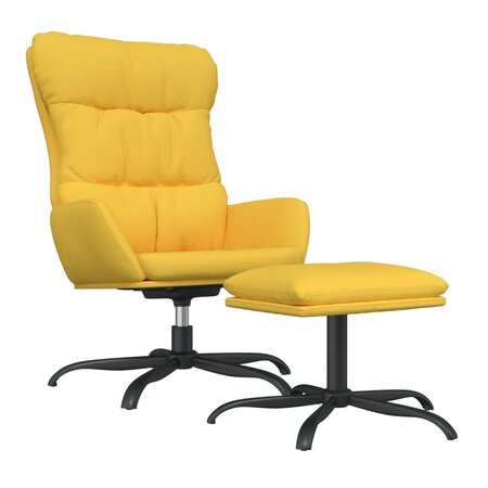 vidaXL Chaise de détente et repose-pied Jaune moutarde Tissu