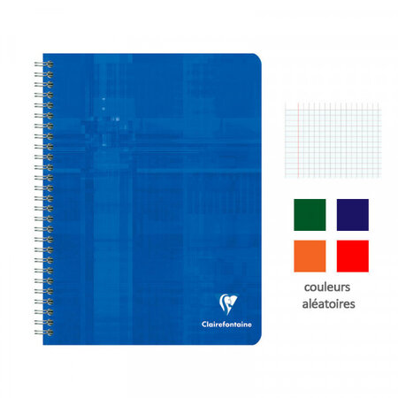 Cahier - 17x22(cm) - grands carreaux - 100 pages - couverture en carton vert - à spirale - clairefontaine