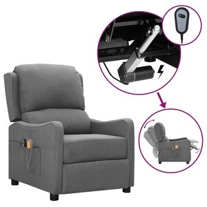 vidaXL Fauteuil électrique de massage Gris clair Tissu