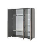 LONDON Lit  Anthracite + Chevet 2 tiroirs Anthracite + Armoire 3 portes Anthracite