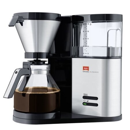 Melitta 1012-01 cafetiere filtre aroma elegance glass basis - noir/ acier brossé