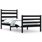 vidaXL Cadre de lit Bois de pin massif 90x200 cm Noir