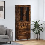 vidaXL Buffet haut Chêne fumé 69 5x34x180 cm Bois d'ingénierie