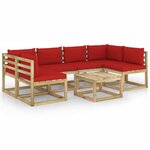 vidaXL Salon de jardin 7 Pièces avec coussins bois de pin imprégné