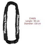 Master Lock Chaîne et serrure à combinaison Acier 90cmx8mm 8392EURDPRO
