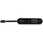 Startech.com adaptateur multiport av numérique usb-c - sorties vidéo vga / hdmi 4k 30 hz - gris sidéral - câble intégré (cdp2hdvga)