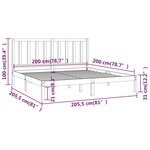 vidaXL Cadre de lit Gris Bois de pin massif 200x200 cm