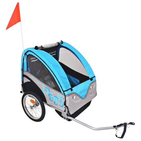 vidaXL Remorque de vélo pour enfants Gris et bleu 30 kg