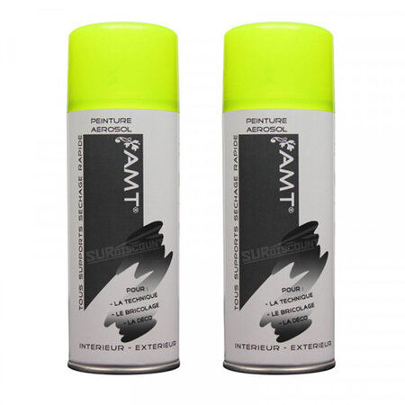 Lot de 2 bombes de peinture - jaune fluo - amt