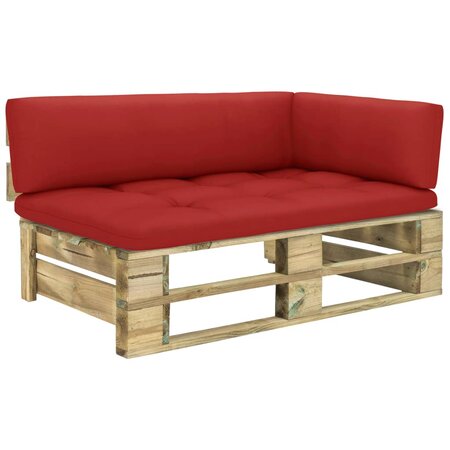 vidaXL Canapé d'angle palette de jardin vert bois de pin imprégné