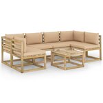 vidaXL Salon de jardin 7 Pièces avec coussins bois de pin imprégné