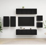 vidaXL Ensemble de meuble TV 8 Pièces Noir Aggloméré