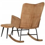 vidaXL Chaise à bascule avec repose-pied Marron vintage Toile