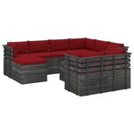 vidaXL Salon palette de jardin 10 Pièces avec coussins Bois de pin massif