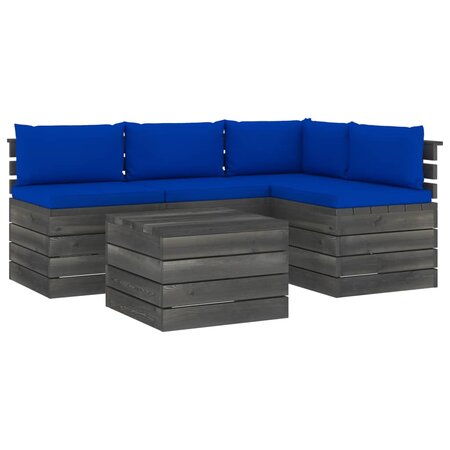 vidaXL Salon palette de jardin 5 Pièces avec coussins Bois de pin massif