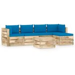 vidaXL Salon de jardin 6 Pièces avec coussins Bois imprégné de vert