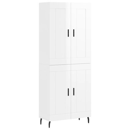 vidaXL Buffet haut Blanc brillant 69 5x34x180 cm Bois d'ingénierie