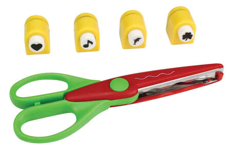 Ciseaux cranteur et 4 mini perforatrices 0 8 cm x 4 pièces