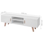 vidaXL Meuble TV MDF 150x35x48 5 cm Blanc brillant