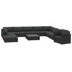 vidaXL Salon de jardin 11 Pièces avec coussins Résine tressée Noir