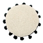 Coussin de sol rond avec pompons noirs Ø 48 cm