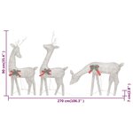 vidaXL Famille de rennes de Noël 270x7x90 cm Doré Blanc chaud Maille