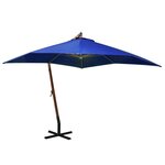 vidaXL Parasol suspendu avec mât Bleu azuré 3x3 m Bois de sapin massif