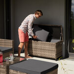 Tectake coffre de jardin kiruna en rotin synthétique 120x55x61 5cm 270 l - marron