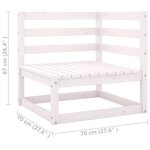 vidaXL Salon de jardin 7 Pièces avec coussins Blanc Bois de pin massif