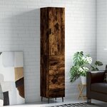 vidaXL Buffet haut Chêne fumé 34 5x34x180 cm Bois d'ingénierie