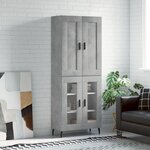 vidaXL Buffet haut Gris béton 69 5x34x180 cm Bois d'ingénierie