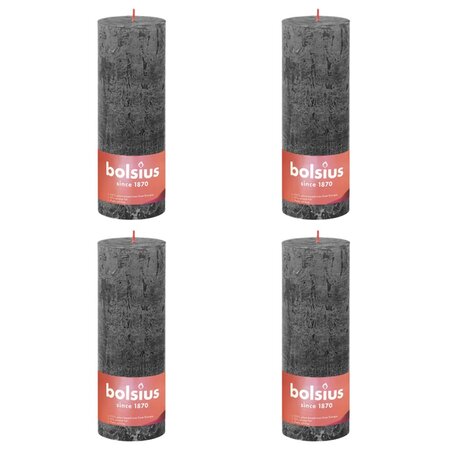 Bolsius Bougies pilier rustiques Shine 4 Pièces 190x68 mm Gris orageux