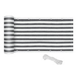 Lot de 2 brise-vue renforcés occultants HDPE haute densité 52 œillets + 4 cordons dim. 5L x 0 90H m gris blanc rayé