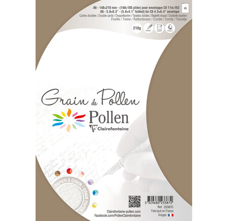 Etui de 5 cartes pliées grain de pollen 105x148 ficelle clairefontaine