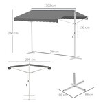 Store double pente manuel rétractable inclinaison réglable acier époxy blanc polyester imperméabilisé anti-UV gris dim. 3L x 2 95l x 2 6H m