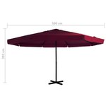 vidaXL Parasol avec mât en aluminium 500 cm Bordeaux