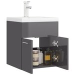 vidaXL Armoire d'évier avec lavabo intégré Gris brillant Aggloméré