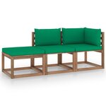 vidaXL Salon palette de jardin 3 Pièces et coussins Bois de pin imprégné