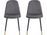 Lot de 2 chaises en velours "Lyse" - Gris