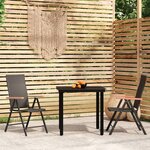 vidaXL Ensemble de salle à manger de jardin 3 Pièces Noir