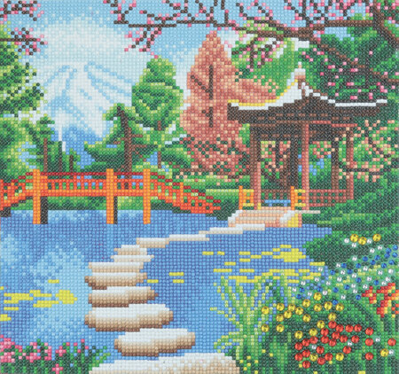 Kit tableau broderie diamant 30x30cm Jardin japonais