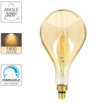 Ampoule led déco goutte giant (xxl) au verre ambré  culot e27  8w cons. (60w eq.)  800 lumens  lumière blanc chaud