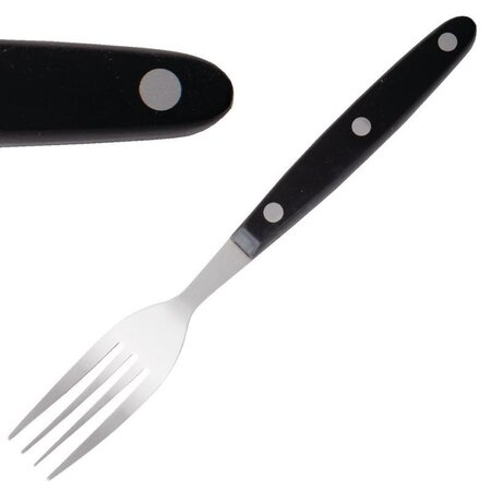 Fourchette à viande 200 mm manche noir - lot de 12 - olympia -  - acier inoxydable 200